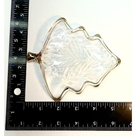 Vintage Mikasa Yuletide Crystal Dish Christmas Tree Shaped With Gold Trim Japan - Picture 5 of 8